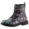 Schnürboots GEOX "J ECLAIR GIRL D", Kinder, Gr. 38, schwarz (schwarz, bunt geblümt), Lederimitat, geblümt, casual, Schuhe, Schnürstiefel, Boots mit Blockabsatz