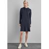 Sweatkleid STREET ONE, Damen, Gr. 38, EURO-Größen, blau (tiefblau), Stoff, 68% Polyester, 28% Viskose, 4% Elasthan, unifarben, casual, gerade knieumspielend, ohne Ausschnitt, Langarm Bündchen, Kleider, mit Kapuze