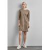 Shirtkleid STREET ONE, Damen, Gr. 46, EURO-Größen, braun (rich mocha), Stoff, 90% Polyester, 10% Elasthan, unifarben, casual, normal knielang, Rundhals, 3/4-Ärmel Bündchen, Kleider, mit Rundhalsausschnitt