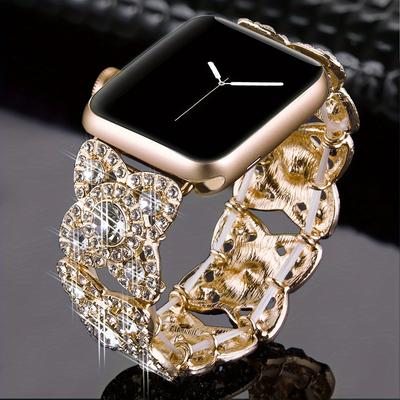 TEMU Bling Bands For Compatible With Watch 38mm 40mm 42mm 44mm 41mm 45mm 49mm Ultra 2 Iwatch Series Se 9 8 7 6 5 4 3 2, Diamond Rhinestone Stainless Steel Metal Bracelet Wristband Strap For Women -gold