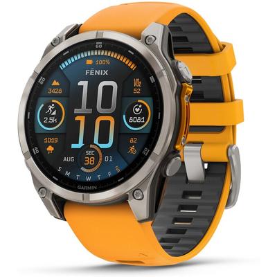 Garmin fenix 8 GPS Smartwatch, 47 mm AMOLED, Sapphire Titanium with Spark Orange Band