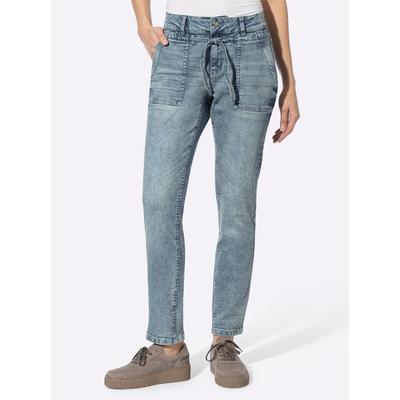 Webhose HEINE, Damen, Gr. 44, Normalgrößen, blau (blau, stone, washed), 98% Baumwolle, 2% Elasthan, unifarben, lang, Hosen Image