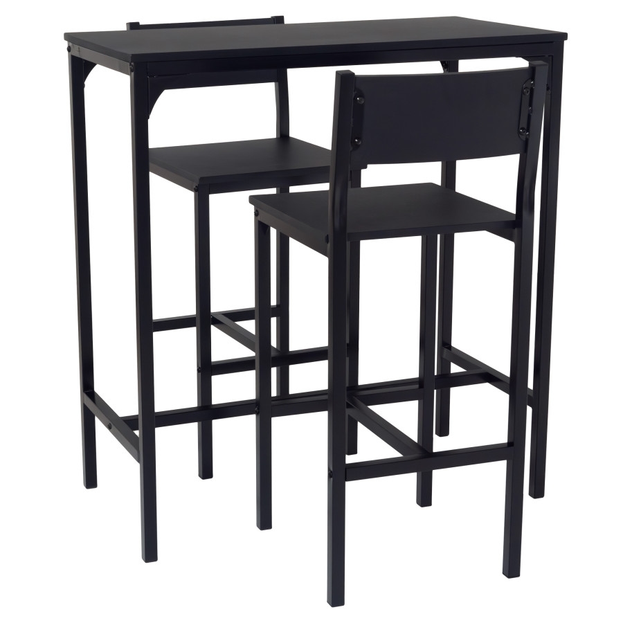 Bartisch-Set mit 2 Hockern SCHWARZ LIGNANO von Yelloo Image