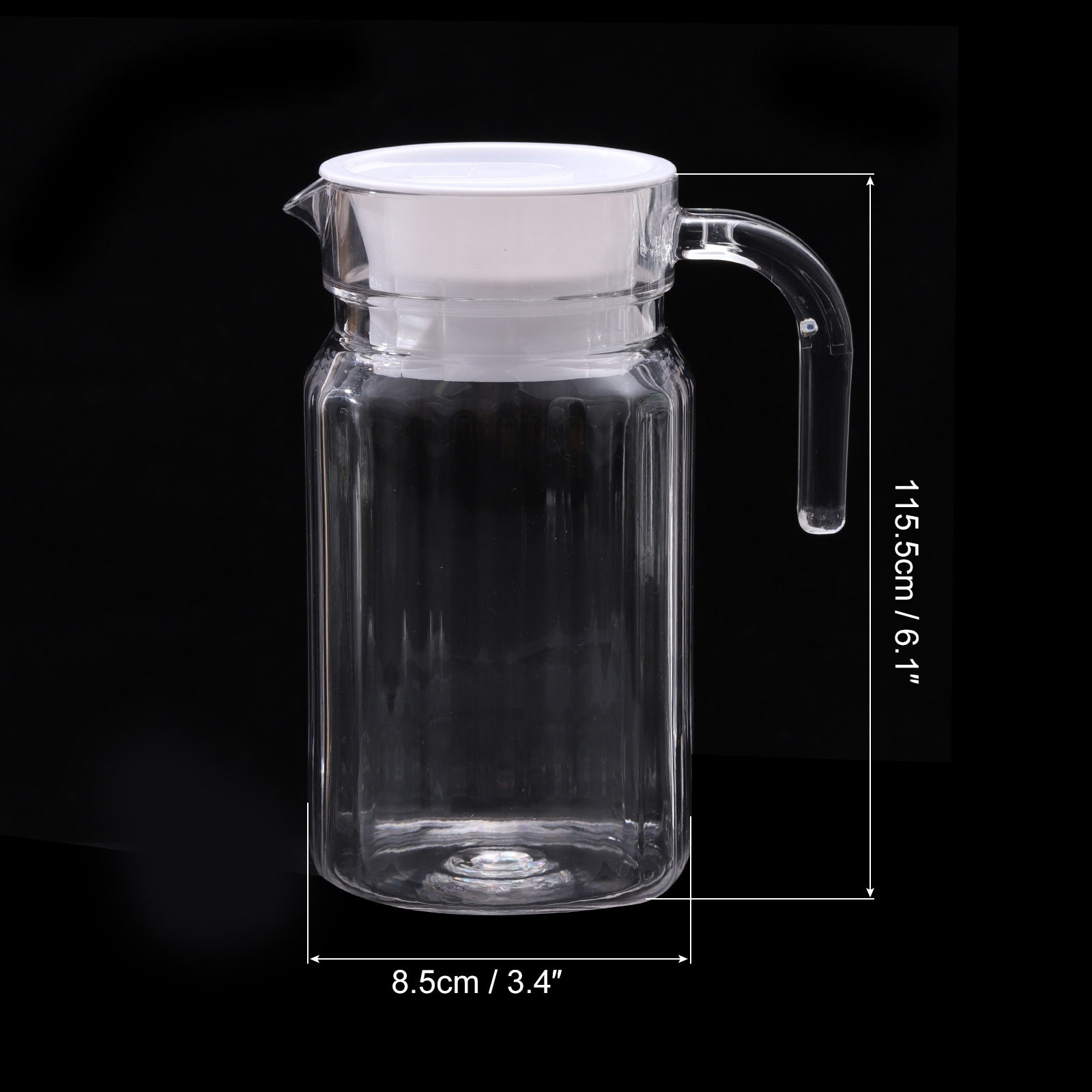 Acrylic Pitcher with Lid, Transparent Juice Pitcher Water Jug with Handle - Clear