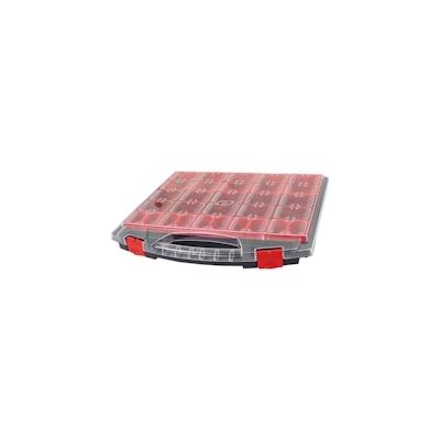 Tayg Sortimentskasten, 25 herausnehmbare Boxen, transparenter Deckel, stapelbar, 430 x 370 x 55 mm, Schwarz/Rot Image