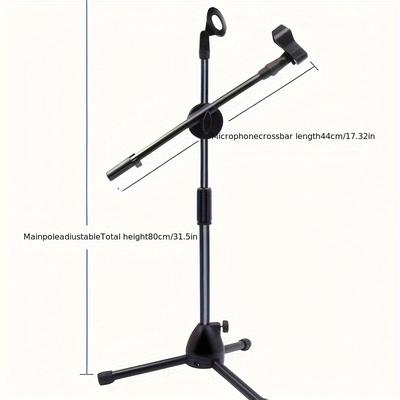 TEMU Iron Material Mini Tripod Microphone Stand, Adjustable Height With 360Â° Rotation Locking Design, Xlr Connector Compatible, Durable Base With Anti-slip Foot Cover - For , Guitar, And Other Instruments