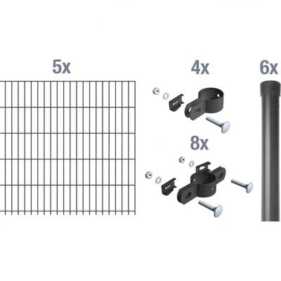 Alberts Einstabmatten Zaun-Set anthrazit, zum Einbetonieren, 100 cm, 10 m