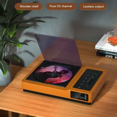 Lossless HIFI CD PlayerWooden BodyBluetooth 5.2High Bass AdjustableEQ SoundPortable USB Audio PlayerInfrared Remote Control