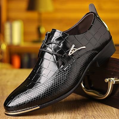 scarpe oxford da uomo in similpelle con motivo coccodrillo marrone - eleganti scarpe eleganti con lacci per abbigliamento formale e da lavoro