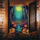 decorazioni per finestre di Halloween, poster per tende di Halloween con zucca in tessuto, vetrate colorate, decorazioni per porte e finestre per la casa infestata, adesivi per finestre spaventosi di
