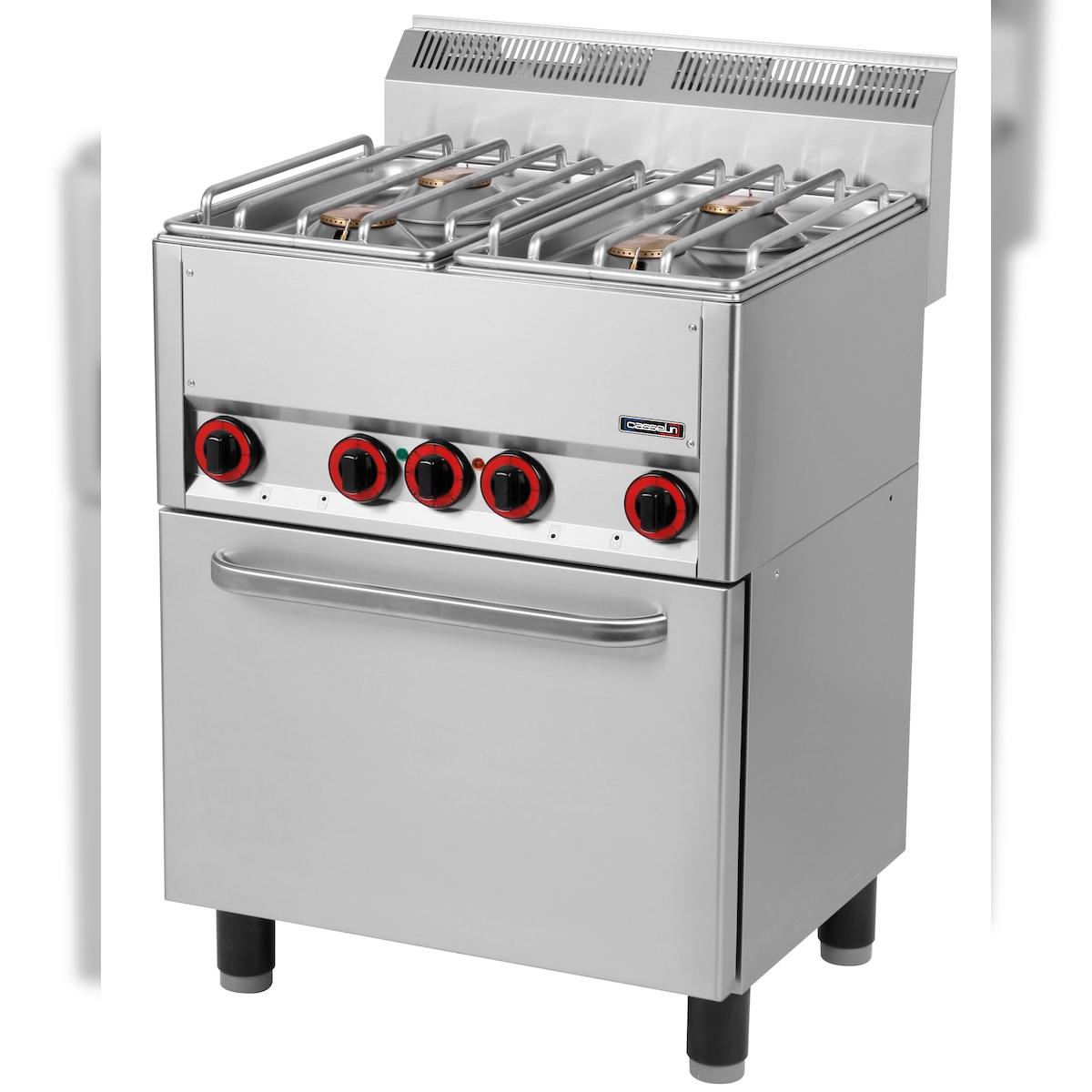Gasherd mit 4 Kochstellen und belüftetem Elektrobackofen GN 1/1 66 - Linie 600 C6FOG4FFEV66 Casselin Image