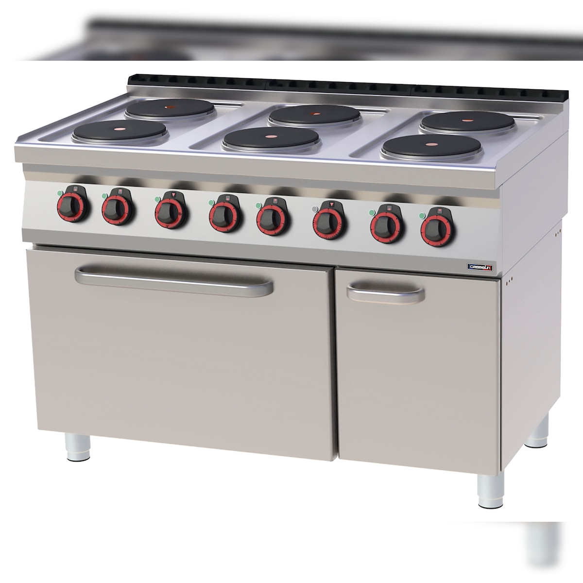 Elektroherd 6 Kochstellen mit statischem Elektrobackofen GN 2/1 120 - Linie 700 C7FOE6FFS120 Casselin Image
