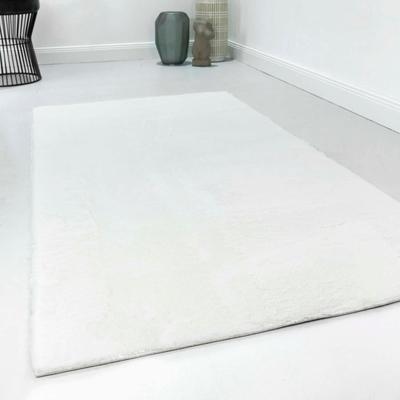 Teppich HOMIE LIVING "Villa Rosso", weiß, B:160cm H:15mm L:225cm, Polyester, Teppiche, Kurzflor, Uni Farben, leicht glänzende Optik Image