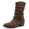 Cowboy Stiefelette MARCO TOZZI, Damen, Gr. 41, braun (dunkelbraun), Nubuklederimitat, used, klassisch, Schuhe Cowboyboots Cowboy-Stiefelette Stiefelette, Blockabsatz, Kurzstiefel, Westernstiefelette mit Flecht-Zierriemchen