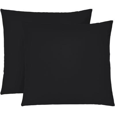 Kissenbezug BIBERNA "Michi Feinjersey mit Reißverschluss", schwarz, B:80cm L:80cm, Feinjersey, Obermaterial: 100% Baumwolle, Kissenbezüge, verschiedene Größen, Feinjersey Kissenhülle aus 100% Baumwolle Image