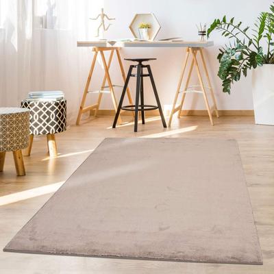 Hochflor-Teppich CARPET CITY "TOPIA 400", grau (taupe), B:160cm H:21mm L:230cm, Polyester, Teppiche, Kunstfell-Teppich mit Kaninchenfell-Optik, Haptik, Schlafzimmer Image
