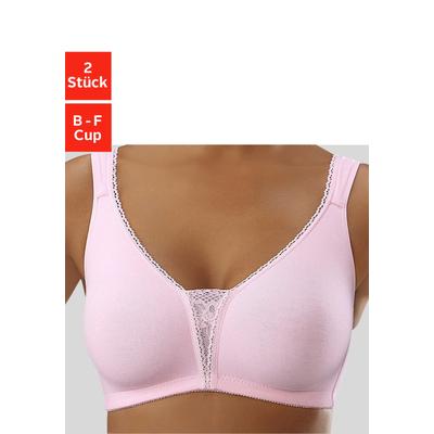 Soft-BH PETITE FLEUR, Damen, Gr. 95, Cup E, rosa (rosa, weiß), Jersey, Spitze, Obermaterial: 90% Baumwolle, 5% Elasthan,