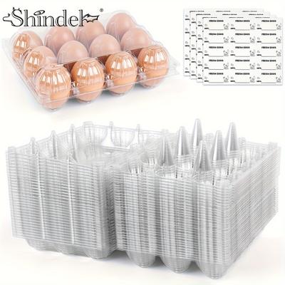 TEMU Shindel 60pcs Egg Cartons , Clear Blank Egg Cartons Plastic Egg For Display, 12-cavity