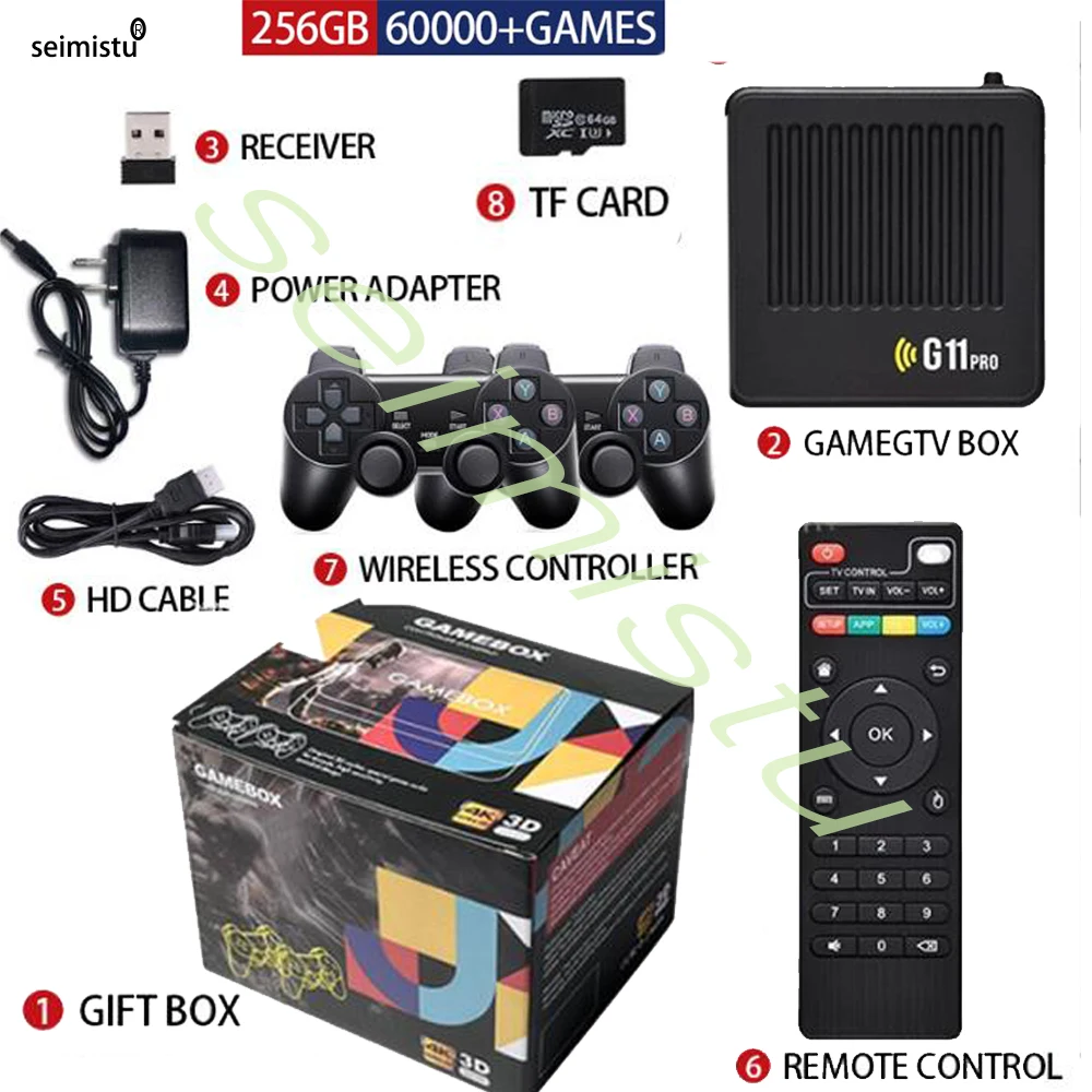 G11 Pro Game Box TV Box Video 256G costruito in 60000 + giochi retrò 4K HD Game Stick Console per videogiochi 2.4G Gamepad Wireless per PS1
