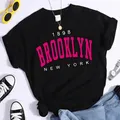2024 New Summer Women T Shirt 1898 Brooklyn New York Print T-Shirt manica corta Warm Casual Streetwear Hip Hop Y2k vestiti top