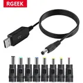 RGEEK 5.5*2.1mm 5V 9V 12V Cavo USB Convertitore Boost Cavo Step-up 8PCS Connettori Cavo per Wifi 12V Router Modem Ventola Powerbank
