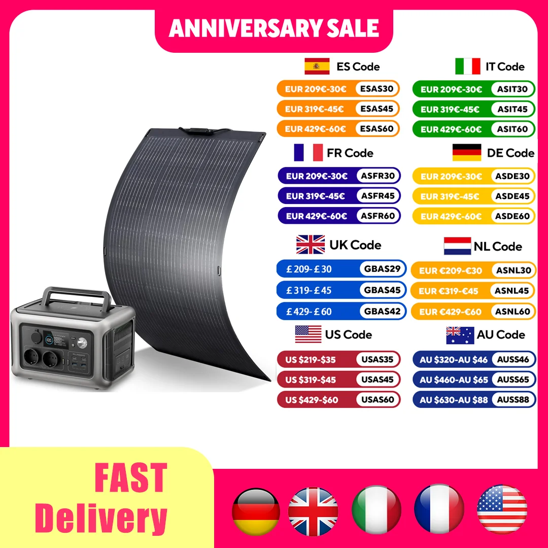 All powers R600 Powers tation mit Solar panel 600W, Lifepo4 Batterie 299wh Camping Generator W Netzteil für Home Backup RV Image