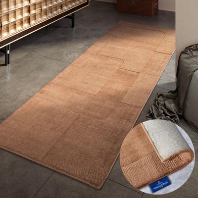 Wollteppich VILLEROY & BOCH "Charlotte", braun (kupfer, braun), B:80cm H:10mm L:250cm, Wolle, Teppiche, Läufer, Handgewebt, Wolle, Natur, Läufer, Wohnzimmer, Geometrie Image
