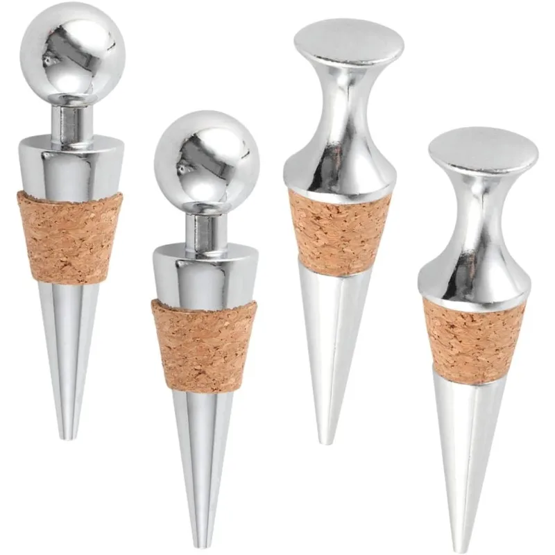 4 stücke Weinsc honer Edelstahl Weins topper Vakuum ierer für Weinflaschen stopper Bierflaschen stopper Getränke korken Image