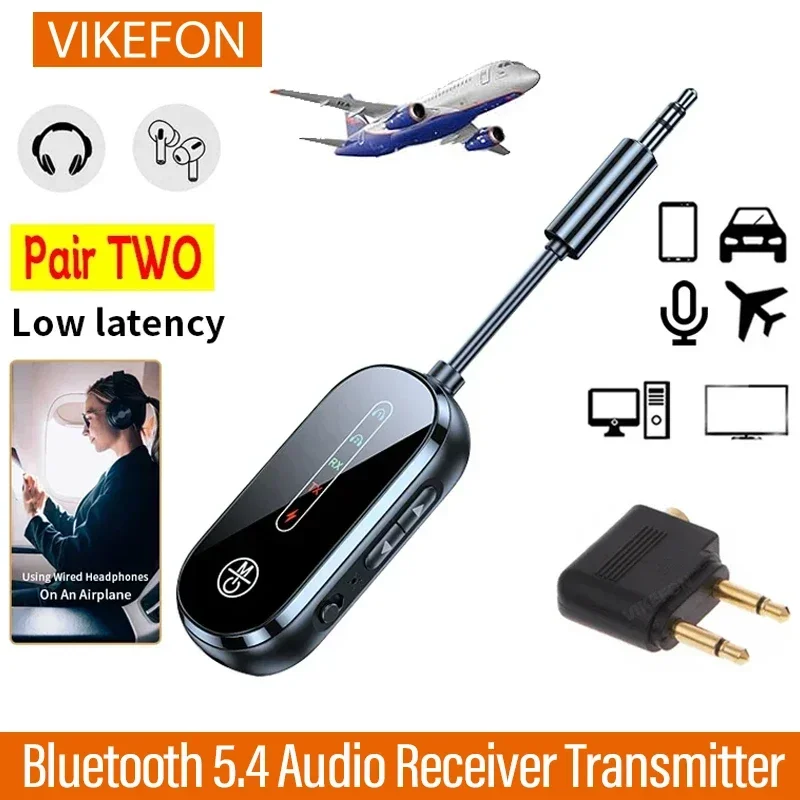 Bluetooth 5.4 Empfänger Sender Niedrige Latenz 3,5mm AUX Jack Wireless Audio Adapter Für TV Flugzeug Auto Lautsprecher PC kopfhörer Image