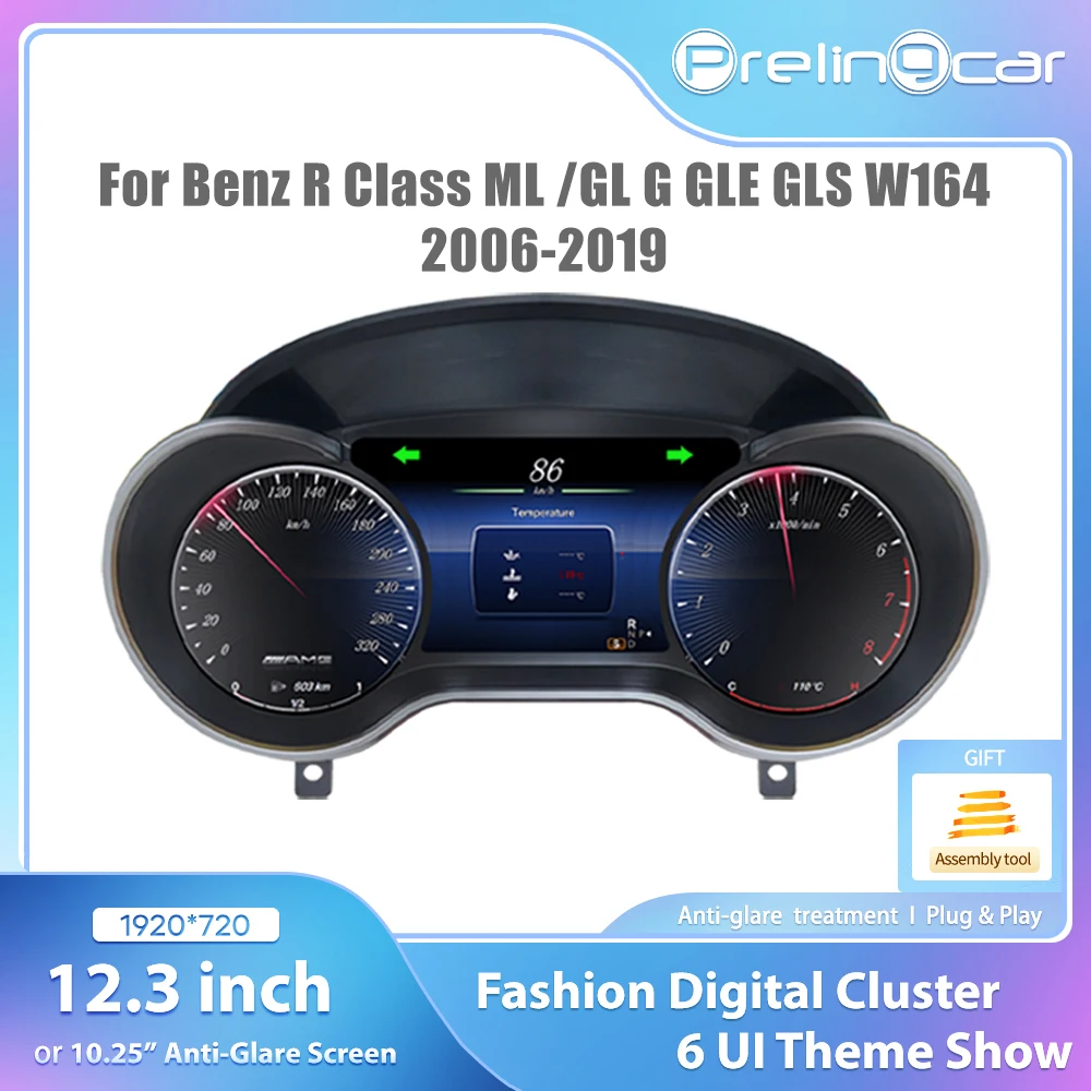 12,3 lcd digitales Dashboard-Cluster für Benz R-Klasse ml gl g gle gls w164 2018-2019 Jahre Auto Instrument Paneel Cockpit Speedme Image