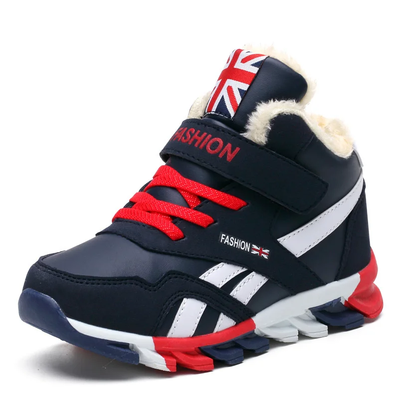 Winter Kinder Baumwolle Schuhe 2023 Mode Patchwork Jungen Mädchen Schnee Stiefel Koreanischen Stil Dicke Warme Kausalen Stiefel Image