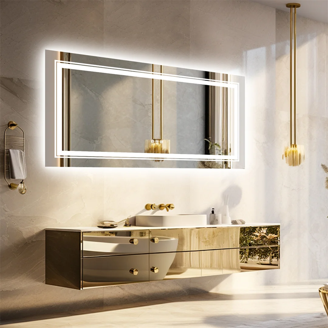 Luvodi groß beleuchten Ganzkörper spiegel Bad Doppel waschbecken Spiegel Salon Spiegel mit 3 Farblich tern