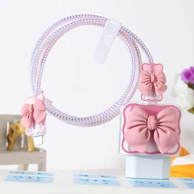 Soft Bow Knot EU Ladegerät Abdeckung für Apple 18 20W Ladegerät Schutzhülle für iPhone 15 14 13 Pro Max Ladegerät Kopf Kabels chutz