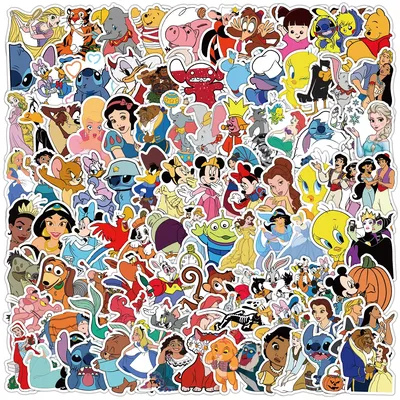 50/100pcs Cartoon Mix Disney Aufkleber niedlichen Stich Micky Prinzessin Aufkleber PVC Laptop Gepäck Image
