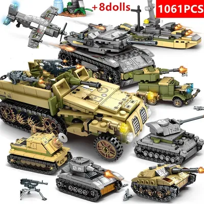 1061Pcs Military Iron Empire Tank Gepanzerte Auto Bausteine DIY Ziegel Kinder Spielzeug Klassische Zweiter Weltkrieg WW2 Tank modell Ziegel Image