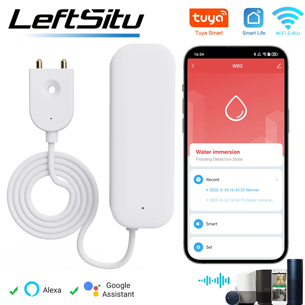 Tuya Smart WIFI Wasser Leckage Sensor Alarm Wasserstand Detektor Flut Leckage Sensor APP Fernbedienung Sicherheit Alarm System Image