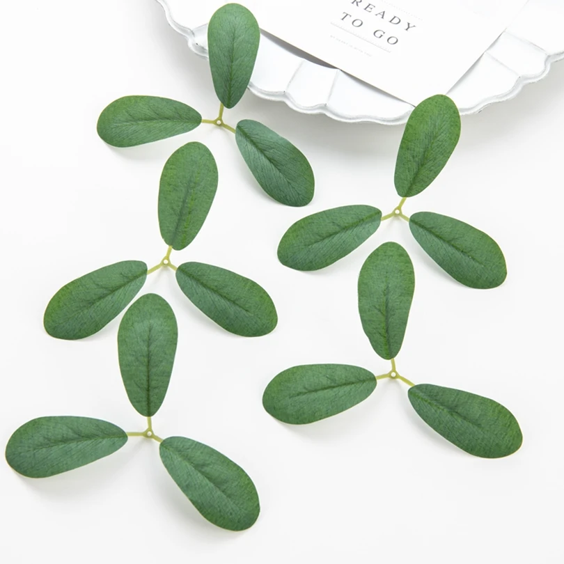 50Pcs 3Leaf Artificial Plant Green Rose Leaf Home Vase Wedding Bouquet Christmas Decoration Outdoor Garden Flower DIY Scrapbook