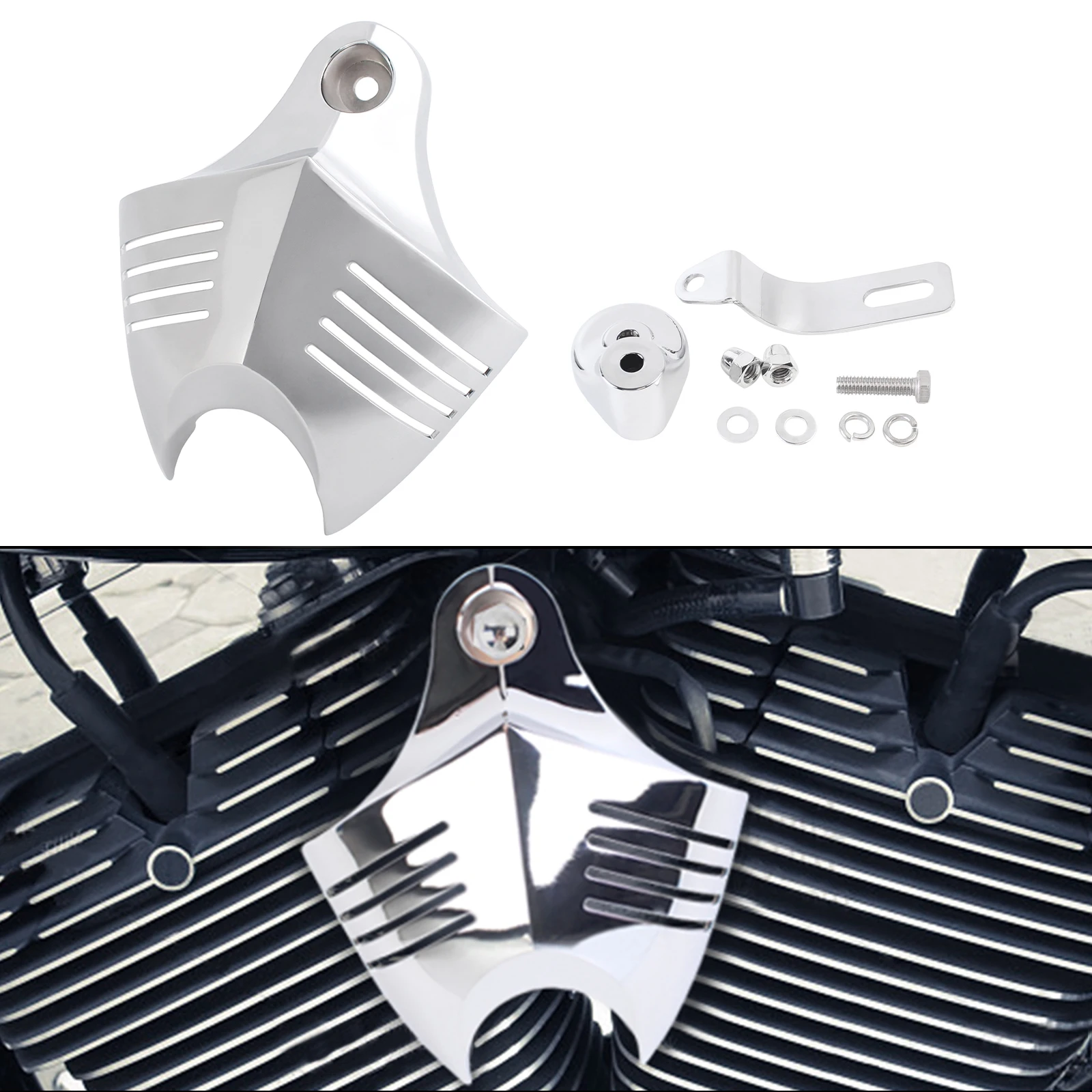 Mptprcycle V-Schild-Hornabdeckung für Harley Dyna Softail Sportster Electra Road King Street Tour Glide Big Twin Stock Cowbell Image