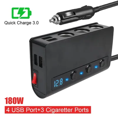 Quick Charge 180 W Splitter 12 V 24 V 4 Port USB Lade Buchse 3,0 Auto Ladegerät Adapter für Telefon IPad Zigarette Leichter Image