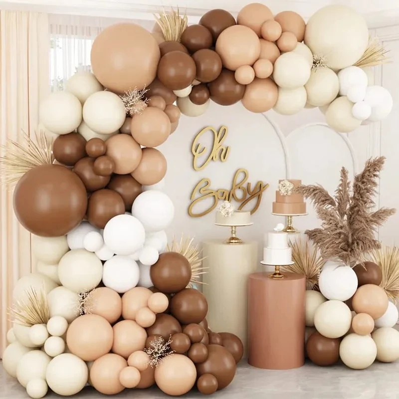 100 Stück ein Satz Retro Sand weiß Khaki Latex Ballon Kranz Bogen, Hochzeit Geburtstags feier Dekoration Baby Geschenk Party Dekoration Image
