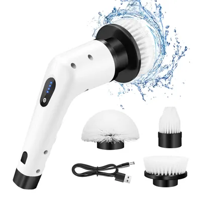 DayPlus Cordless Electric Brush Multi-functional Automatic Hand-held Electric Cleaning Brush Bathroom Toilet Floor Toilet 3 Head