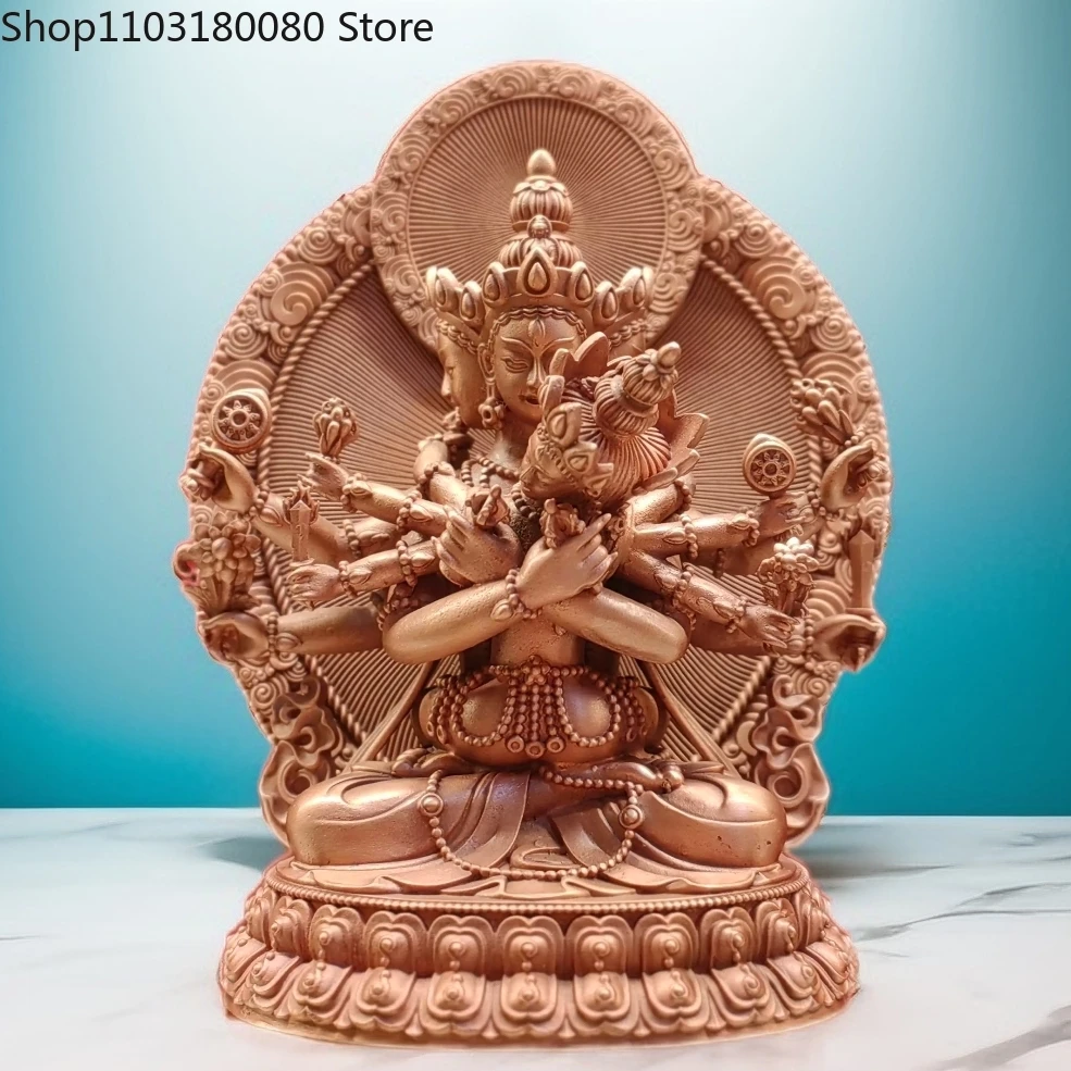 11 cm rote Kupferschnitzerei Guhyasamaja Buddha Statue Tibet Buddhismus Tantra Aksh Bobyavajra kleine Statue