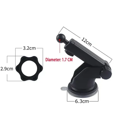 17mm Car Phone Holder Accessories Suction Cup Car Mobile Phone Stand Ball Head Base for Car Windshield Dashboard Phone Mount