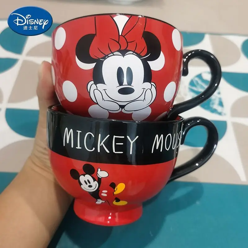 Disney Mickey Mouse 450ml Keramik becher Mickey Minnie Frühstück Haferflocken becher Erwachsene Büro dekoration trinken Kaffee Milch becher Image