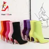 2023 Herbst Winter Socke kurze Stiefel Dame Mitte der Wade dünne High Heels große Größe 46 Mode Frauen Schuhe elastische Herde spitze Stiefel