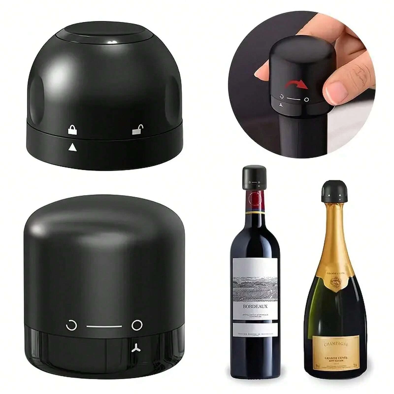 Bouchons de bouteilles de vin rouge noirs, 1 pièce, pour la cuisine domestique, Mini conservation, anti-fuite, bouchons de vin et de Champagne