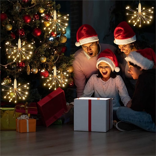 200led dekoratives Feuerwerk Licht Löwenzahn Explosion Stern Lichterkette Design Kupferdraht Lichterkette Vorhang Licht optional Solarenergie Batteriebox USB 1Stk Image