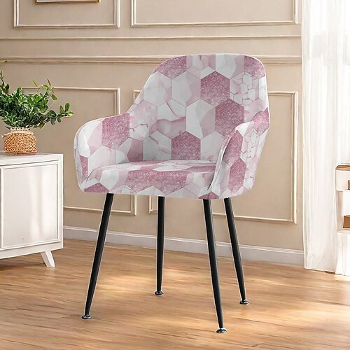 Stretch-Stuhlbezug Stuhlhussen mit Blumenmuster für Esszimmerstühle, elastische Schonbezüge für Esszimmerstühle mit Blumenmuster, einfach anzubringen und abzunehmen, schützt vor Verschüttetem Image