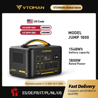 VTOMAN JUMP 2200 Portable Power Station 828/1548Wh LiFeP04 Battery Solar Generator Solar for Home