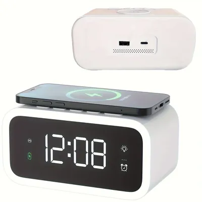 LED Large Screen Wireless Charging Alarm Clock Magnetic Fast Charging, Wireless Clock Charger,